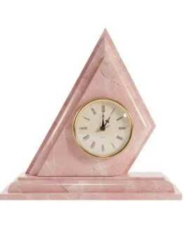 Reloj triángulo mármol rosa