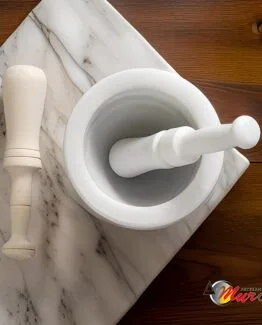 Mortero Moderno 17CM Mármol blanco Macael