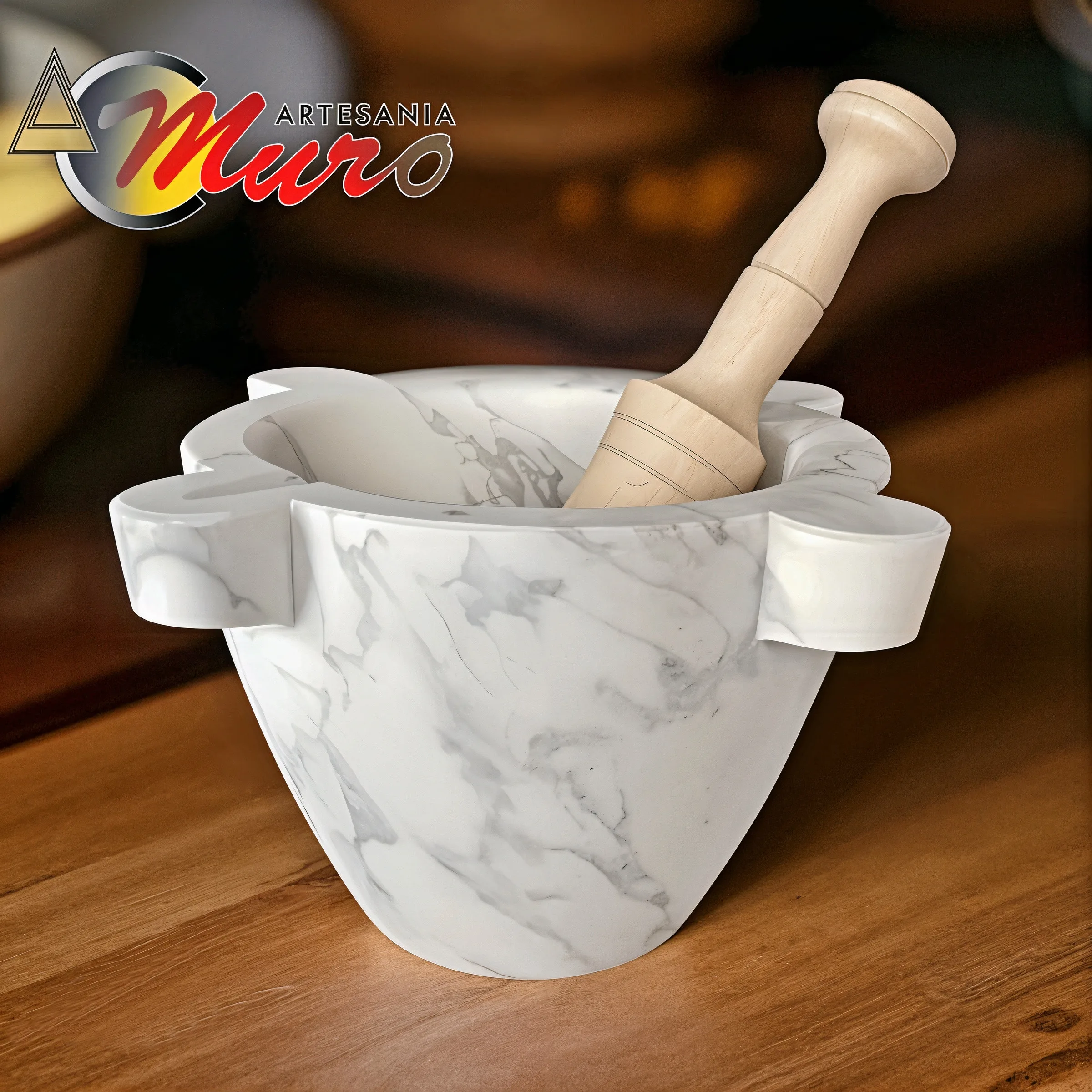 Mortero-de-mármol-17 Centimetros-mármol-de-Carrara by Artesanía Muro-para-cocina