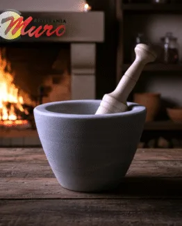 Mortero moderno de mármol gris Macael de17 cm moderno, de Artesanía Muro