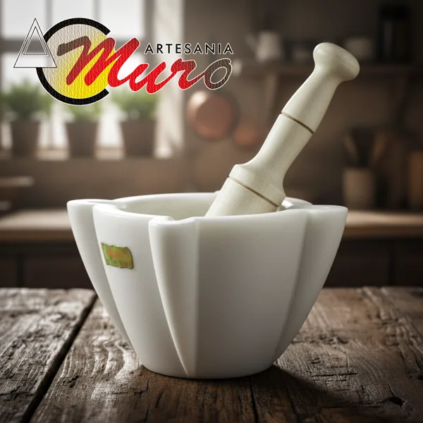 Mortero-de-mármol-blanco-Macael-de-14CM-Pieza by Artesanía Muro