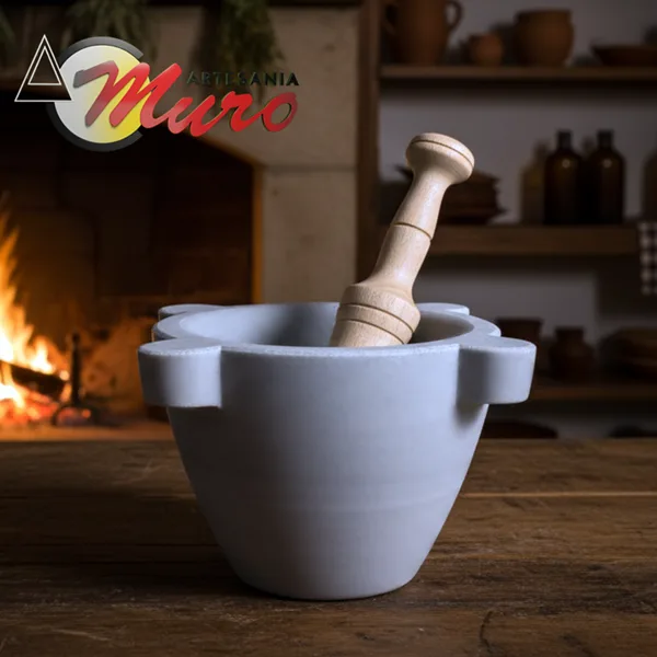 Mortero mármol gris Macael de 17CM